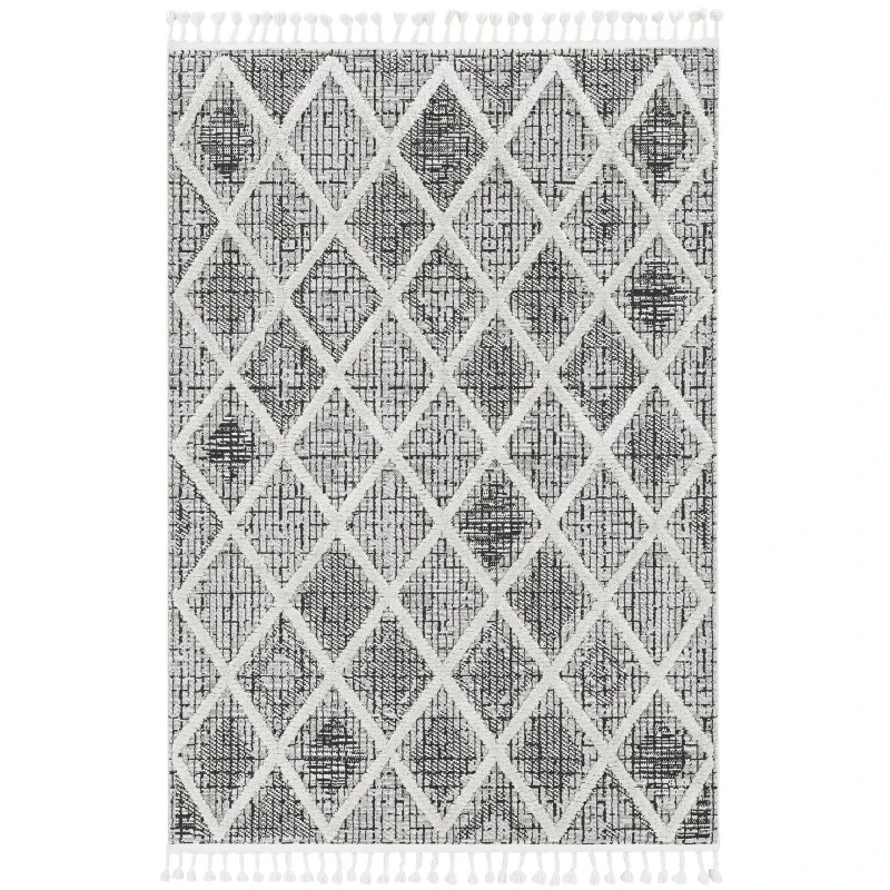 Kas Willow 1101 Charcoal Diamonds Area Rug 2'2" x 7'6" Runner