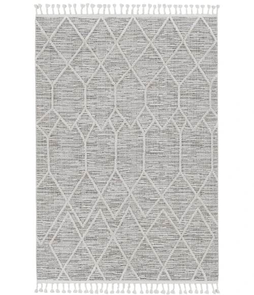 Kas Willow 1102 Ivory Grey Honeycomb Area Rug 5'3" x 7'7"