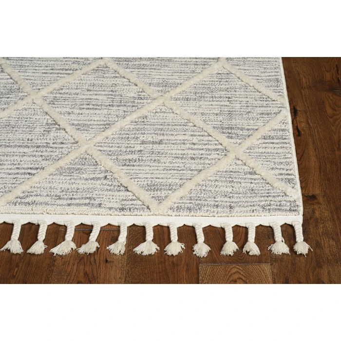 Kas Willow 1102 Ivory Grey Honeycomb Area Rug 2'2" x 7'6" Runner