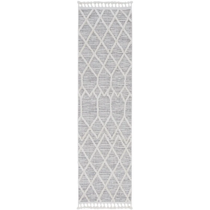Kas Willow 1102 Ivory Grey Honeycomb Area Rug 2'2" x 7'6" Runner