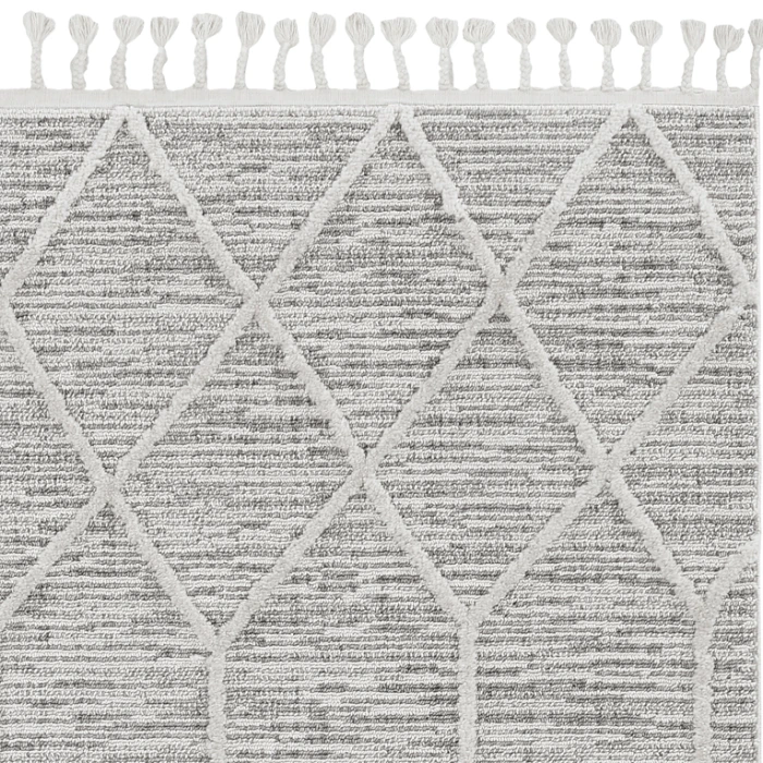 Kas Willow 1102 Ivory Grey Honeycomb Area Rug 2'2" x 7'6" Runner