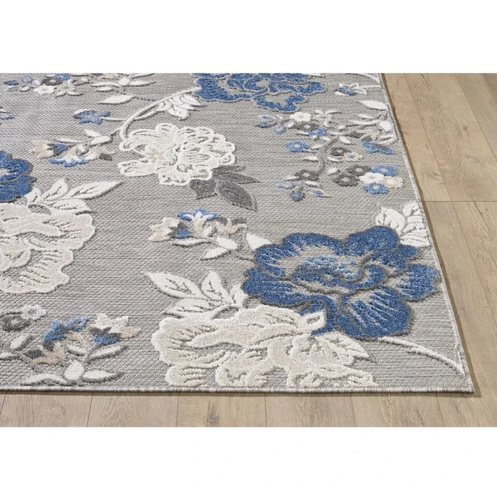Kas Calla 6938 Grey/Blue Floral Vine Area Rug