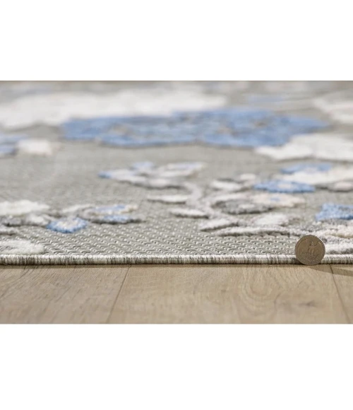 Kas Calla 6938 Grey/Blue Floral Vine Area Rug