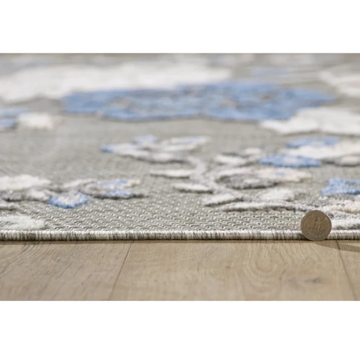 Kas Calla 6938 Grey/Blue Floral Vine Area Rug
