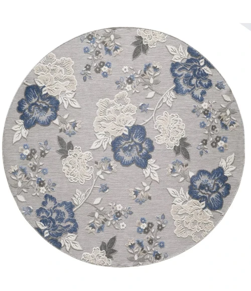 Kas Calla 6938 Grey/Blue Floral Vine Area Rug