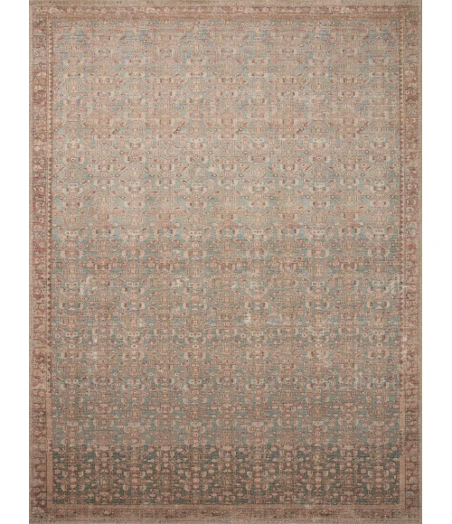 Angela Rose x Loloi Aubrey Blue / Terracotta AUB-04 5 ft. X 5 ft. Round Rug