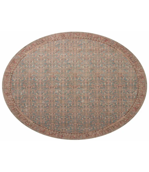Angela Rose x Loloi Aubrey Blue / Terracotta AUB-04 5 ft. X 5 ft. Round Rug