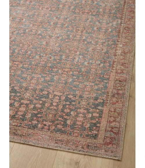 Angela Rose x Loloi Aubrey Blue / Terracotta AUB-04 5 ft. X 5 ft. Round Rug