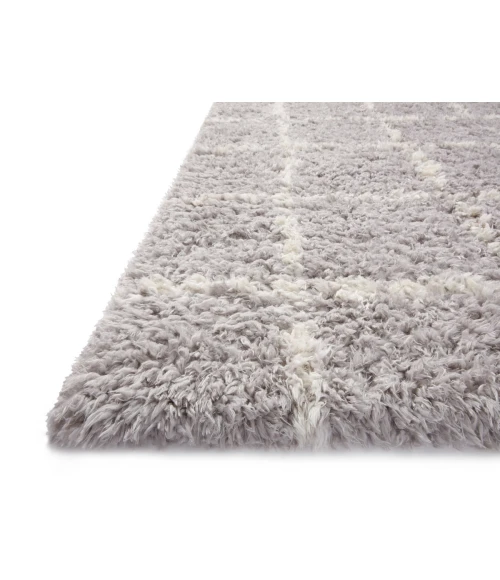 Angela Rose x Loloi Amira Silver / Ivory AMI-04 18 in. X 18 in. Sample Rug