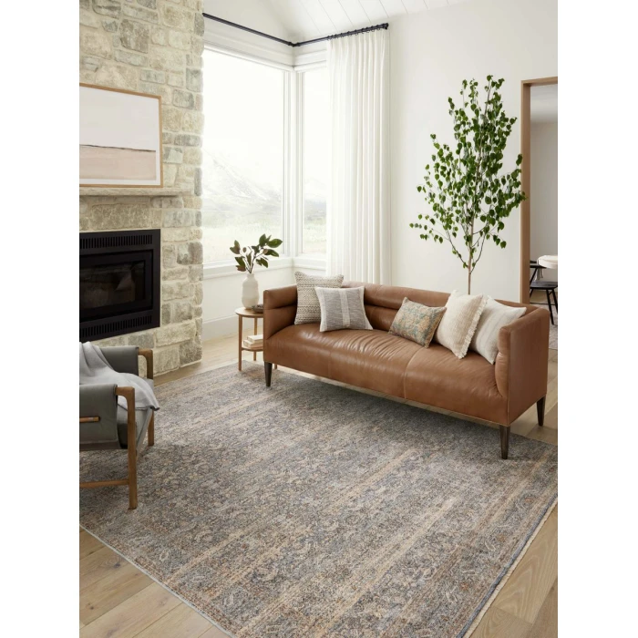 Angela Rose x Loloi Blake Ocean / Mocha BLA-02 5 ft. 3 in. X 5 ft. 3 in. Round Rug