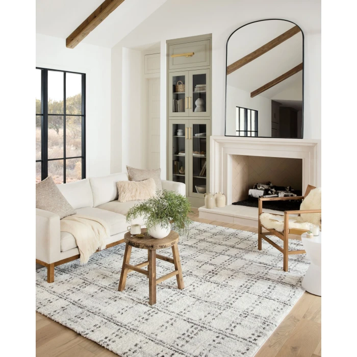 Loloi II Bliss Shag BLS-03 Cream / Grey 18" x 18" Sample Area Rug