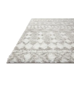 Loloi Bliss Shag BLS-05 Grey / White Area Rug 2 ft. 7 in. X 7 ft. 6 in. Rectangle