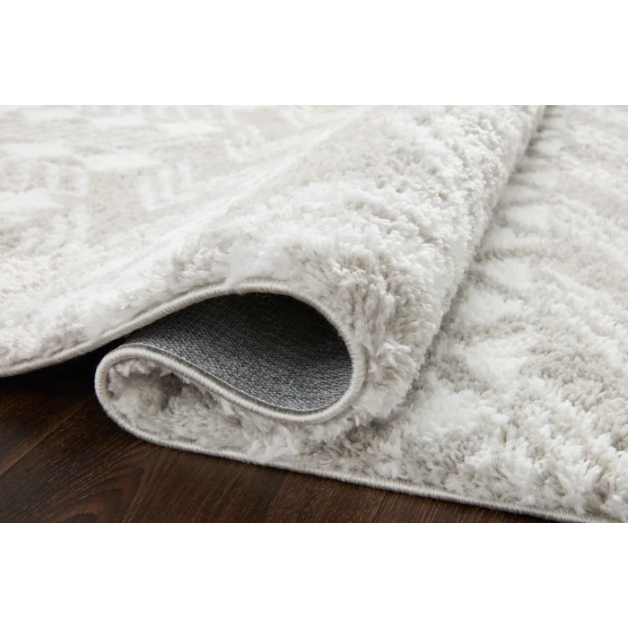 Loloi II Bliss Shag BLS-05 Grey / White 2'-7" x 7'-6" Area Rug