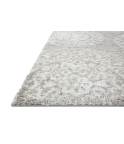 Loloi Bliss Shag BLS-06 Grey / White Area Rug 2 ft. 7 in. X 7 ft. 6 in. Rectangle