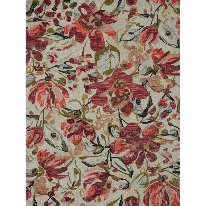 Loloi Belladonna Ivory / Raspberry 3'-0" x 3'-0" Round Accent Rug