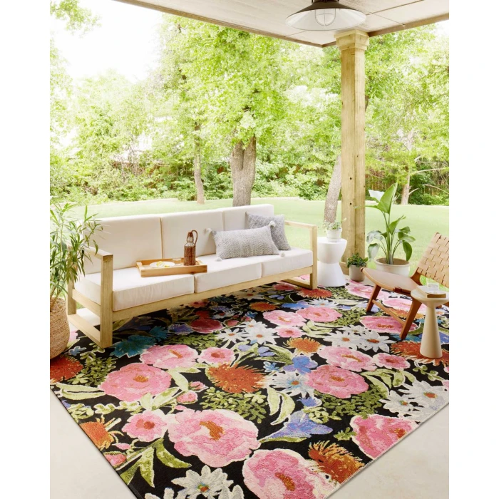 Loloi II Botanical Black / Multi 2'-5" x 3'-11" Accent Rug