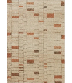 Loloi Bowery BOW-02 TANGERINE / TAUPE Area Rug 18 in. X 18 in. Sample