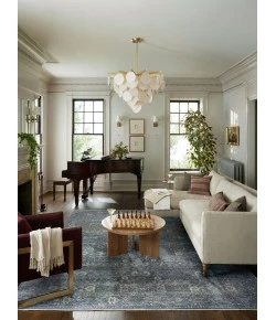 Jean Stoffer x Loloi Bradbury Ocean / Gold BRU-03 5 ft. X 5 ft. Round Rug