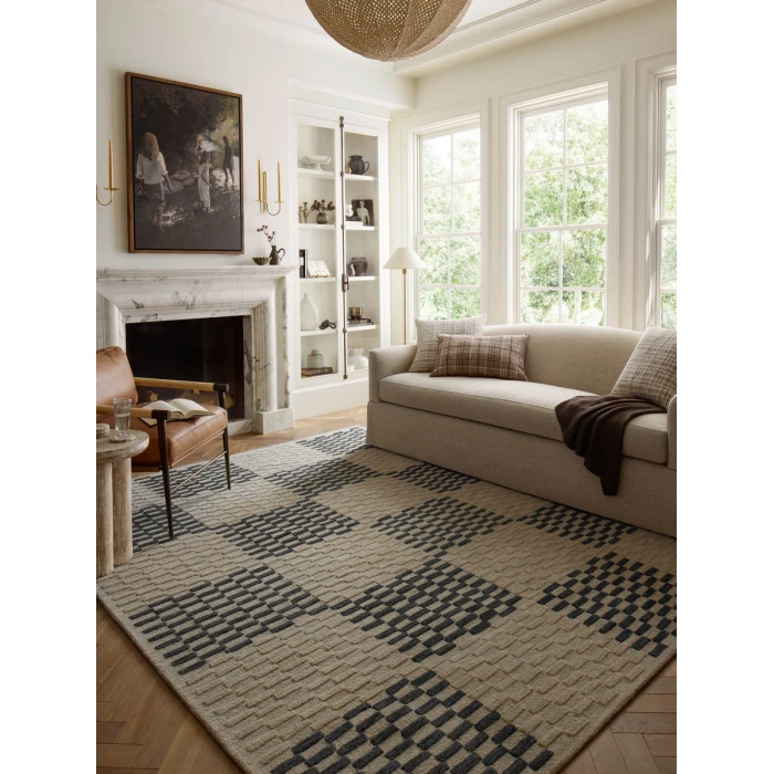 Chris Loves Julia x Loloi Bradley Beige / Midnight BRL-01 9 ft. 3 in. X 13 ft. Rectangle Rug