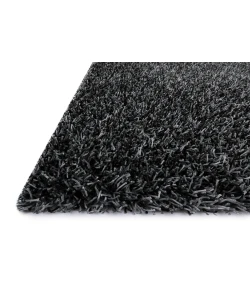 Loloi Carrera Shag CG-02 BLACK / SLATE Area Rug 18 in. X 18 in. Sample