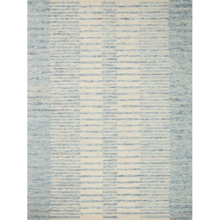 Chris Loves Julia x Loloi Chris Ivory / Denim CHR-01 7 ft. 9 in. X 7 ft. 9 in. Square Rug