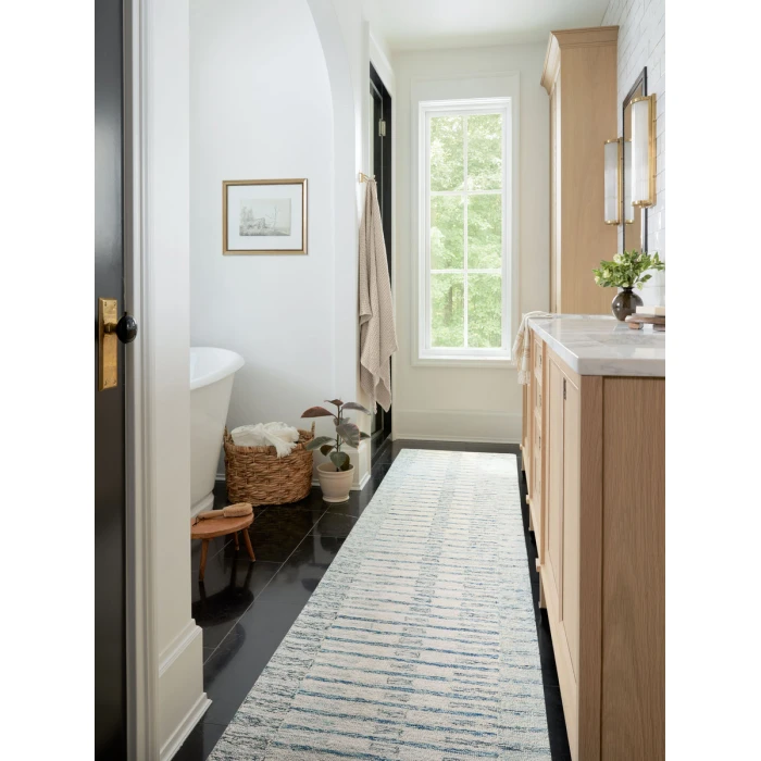 Chris Loves Julia x Loloi Chris Ivory / Denim CHR-01 7 ft. 9 in. X 7 ft. 9 in. Square Rug