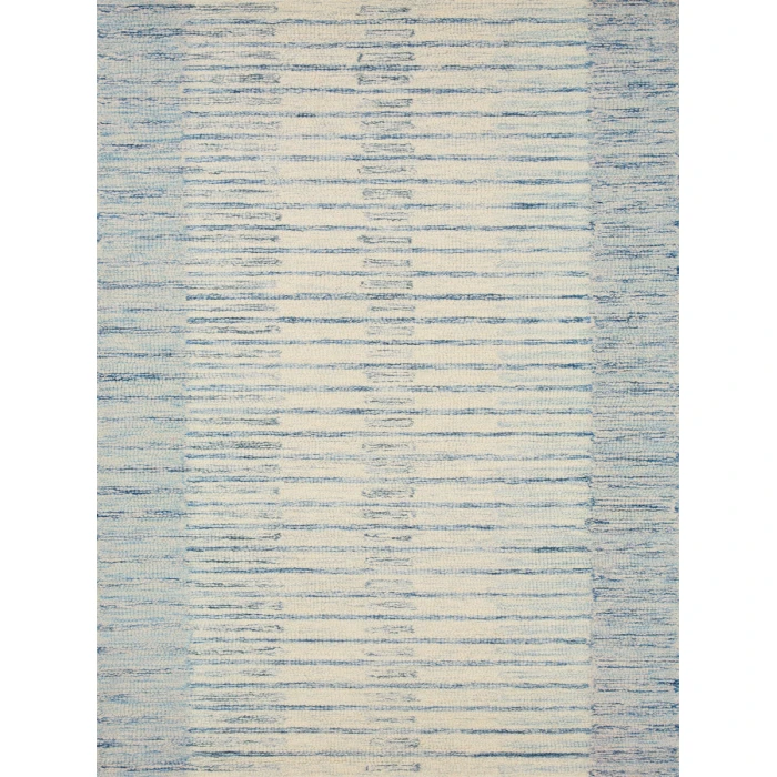 Chris Loves Julia x Loloi Chris Ivory / Denim CHR-01 7 ft. 9 in. X 7 ft. 9 in. Square Rug