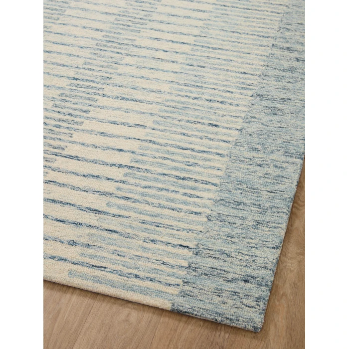 Chris Loves Julia x Loloi Chris Ivory / Denim CHR-01 7 ft. 9 in. X 7 ft. 9 in. Square Rug