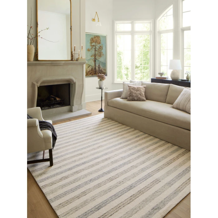 Chris Loves Julia x Loloi Chris Ivory / Slate CHR-05 7 ft. 9 in. X 7 ft. 9 in. Square Rug