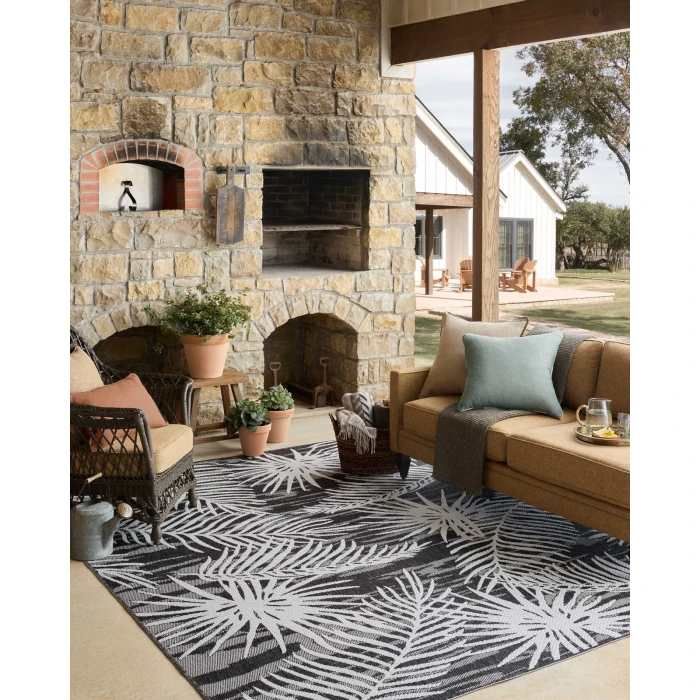 Loloi Easton Ivory / Onyx ESN-09 18in. X 18in. Sample Rect. Rug