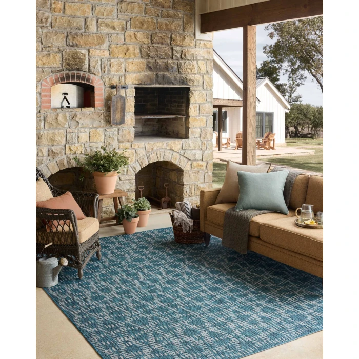 Loloi Easton Fog / Teal ESN-10 18in. X 18in. Sample Rect. Rug