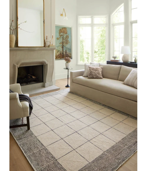 Chris Loves Julia x Loloi Francis Cream / Black FRA-02 3 ft. 6 in. X 5 ft. 6 in. Rectangle Rug