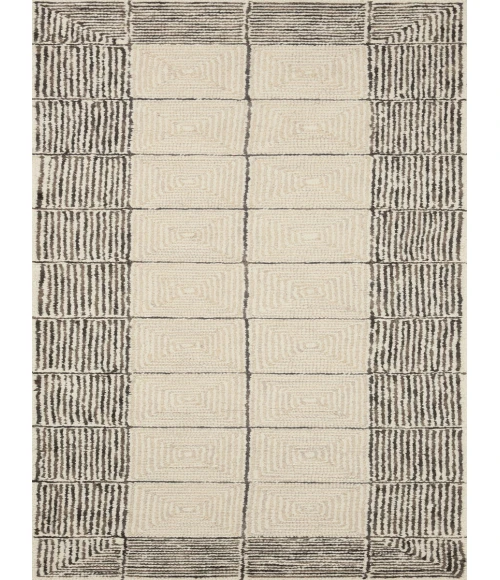 Chris Loves Julia x Loloi Francis Cream / Black FRA-02 3 ft. 6 in. X 5 ft. 6 in. Rectangle Rug