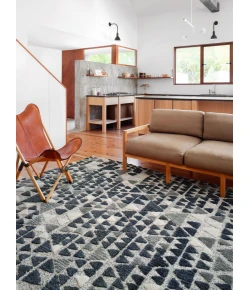 Loloi Hagen HAG-06 Slate / Denim Area Rug 18 in. X 18 in. Sample