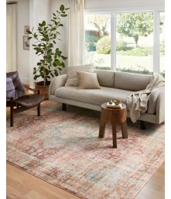 Loloi Heidi HEI-01 TERRACOTTA / AQUA Area Rug 6 ft. 0 in. X 6 ft. 0 in. Round