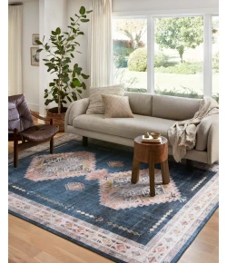 Loloi Heidi HEI-03 DENIM / BLUSH Area Rug 6 ft. 0 in. X 6 ft. 0 in. Round