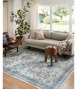 Loloi Heidi HEI-04 IVORY / OCEAN Area Rug 6 ft. 0 in. X 6 ft. 0 in. Round