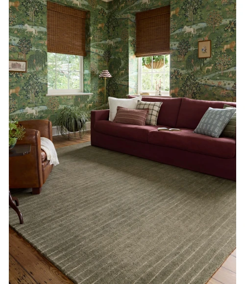 Chris Loves Julia x Loloi Henry Olive / Ivory HEY-01 7ft.-9in. X 9ft.-9in. Rect. Rug