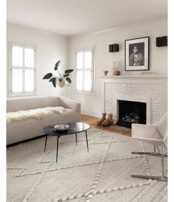 Loloi Iman IMA-03 IVORY / LT. GREY Area Rug 18 in. X 18 in. Sample