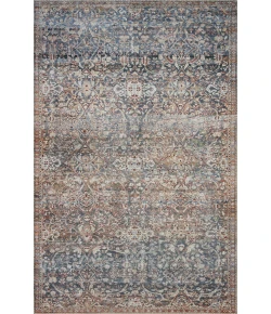 Chris Loves Julia x Loloi Jules JUL-06 DENIM / SPICE Area Rug 2 ft. 6 in. X 9 ft. 6 in. Rectangle