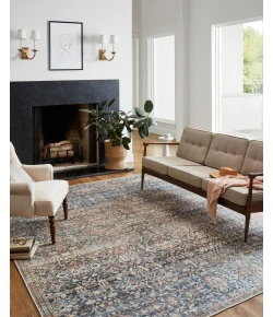 Chris Loves Julia x Loloi Jules JUL-06 DENIM / SPICE Area Rug 2 ft. 6 in. X 9 ft. 6 in. Rectangle