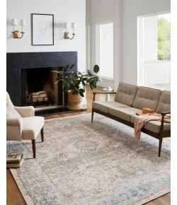Chris Loves Julia x Loloi Jules JUL-07 NATURAL / OCEAN Area Rug 5 ft. 0 in. X 7 ft. 6 in. Rectangle