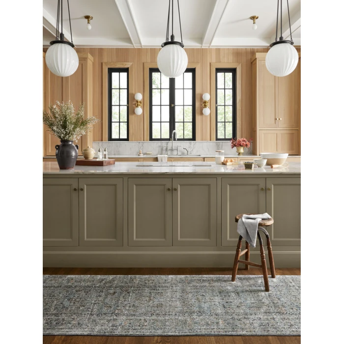 Jean Stoffer x Loloi Katherine Ocean / Gold KES-01 7 ft. 10 in. X 7 ft. 10 in. Round Rug