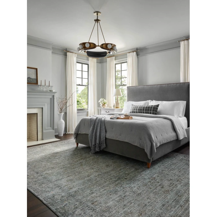 Jean Stoffer x Loloi Katherine Ocean / Gold KES-01 7 ft. 10 in. X 7 ft. 10 in. Round Rug