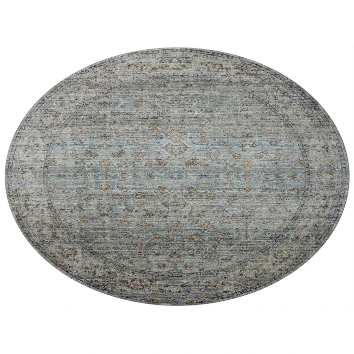 Jean Stoffer x Loloi Katherine Ocean / Gold KES-01 7 ft. 10 in. X 7 ft. 10 in. Round Rug