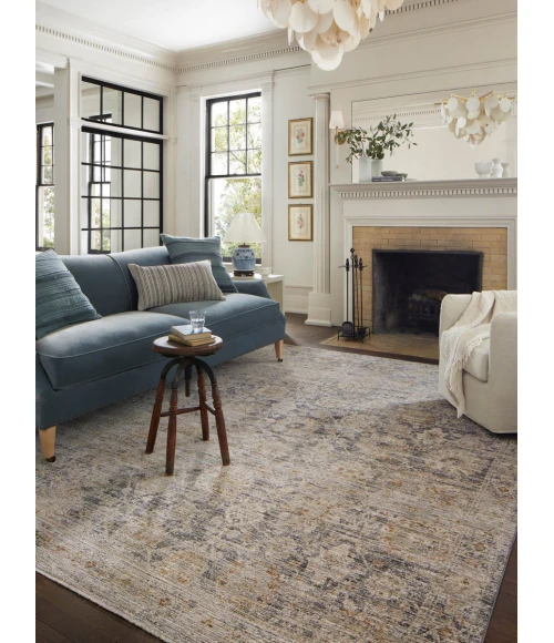 Jean Stoffer x Loloi Katherine Charcoal / Gold KES-02 5 ft. 3 in. X 5 ft. 3 in. Round Rug