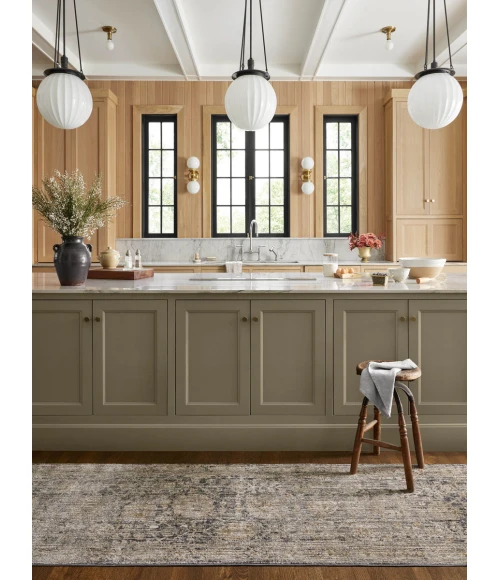 Jean Stoffer x Loloi Katherine Charcoal / Gold KES-02 5 ft. 3 in. X 5 ft. 3 in. Round Rug