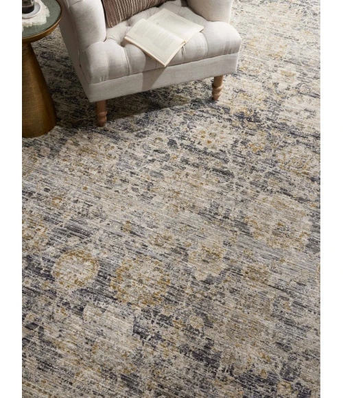Jean Stoffer x Loloi Katherine Charcoal / Gold KES-02 5 ft. 3 in. X 5 ft. 3 in. Round Rug