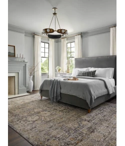 Jean Stoffer x Loloi Katherine Charcoal / Gold KES-02 5 ft. 3 in. X 5 ft. 3 in. Round Rug