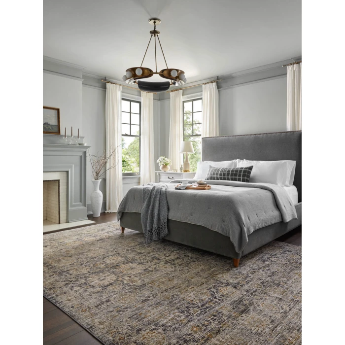 Jean Stoffer x Loloi Katherine Charcoal / Gold KES-02 5 ft. 3 in. X 7 ft. 9 in. Rectangle Rug